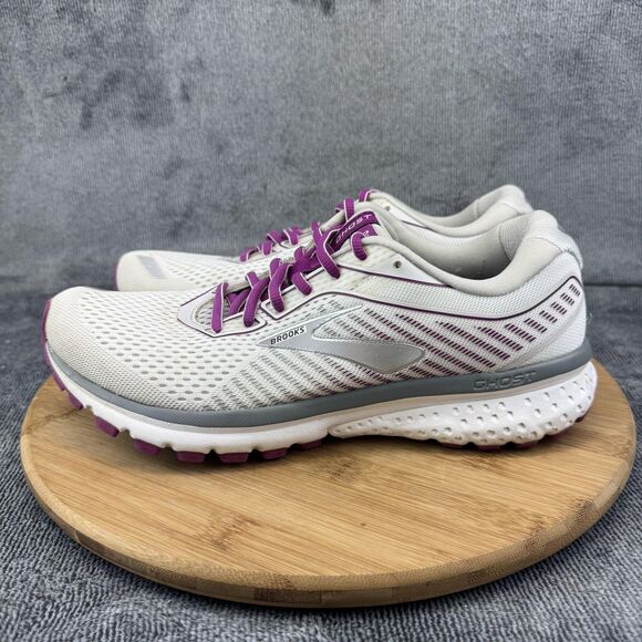 Brooks Ghost 12 Running Shoes Womens Size 10 White Gray Purple Cushion - Picture 4 of 11